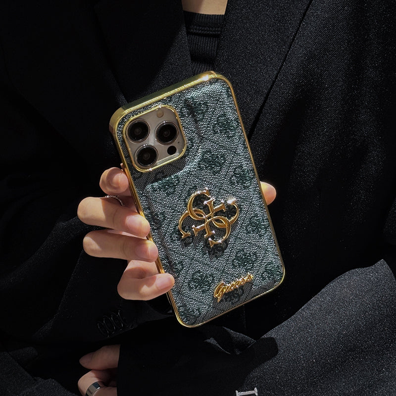 Gue Gold Logo Cás iPhone Leathar