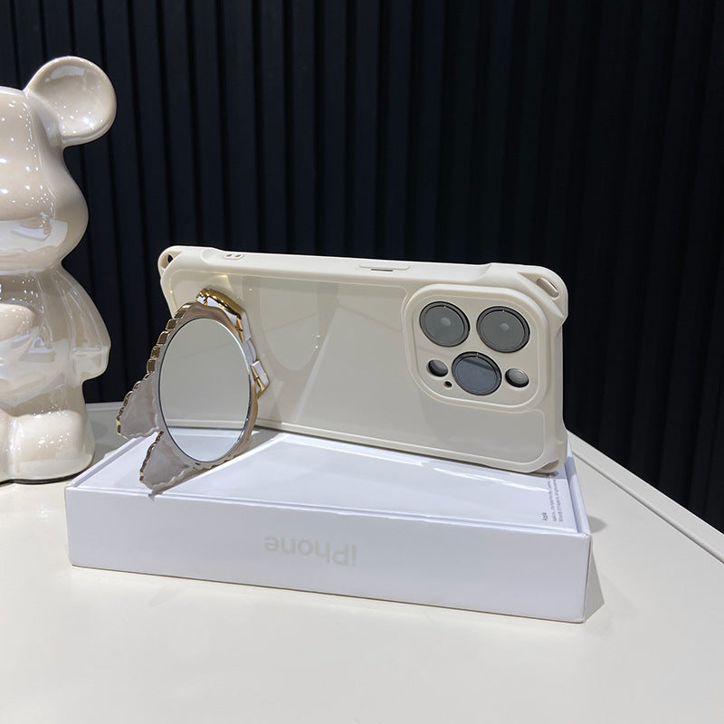 硬殼 Labubu 鏡子支架 iPhone 保護殼 – 可旋轉鏡子 |防震設計
