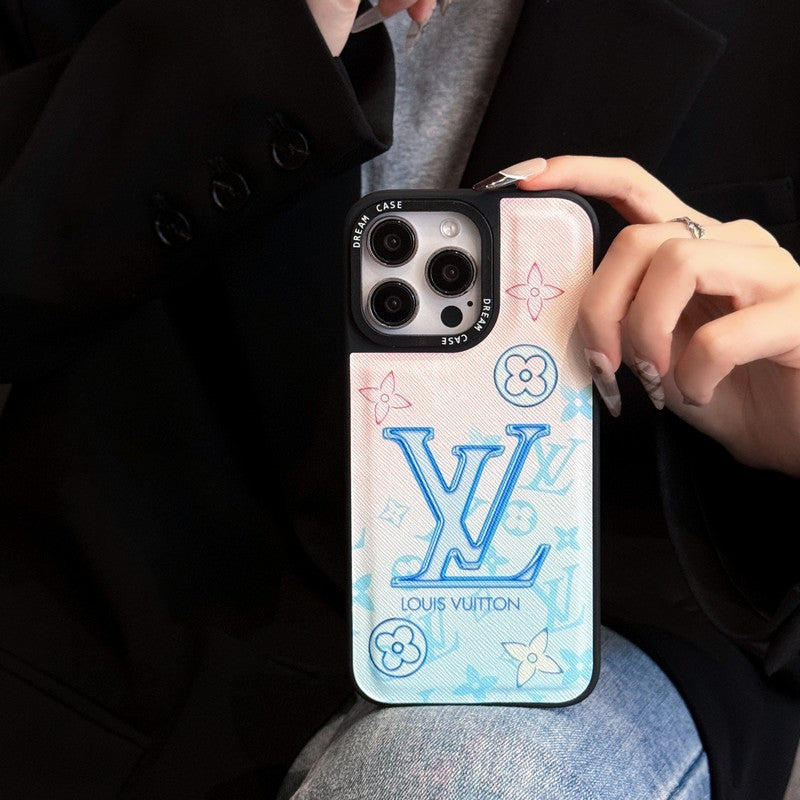 Lou blauw lederen iPhone-hoesje