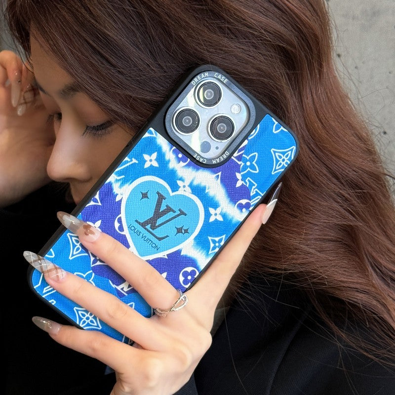 Lou blauw lederen iPhone-hoesje