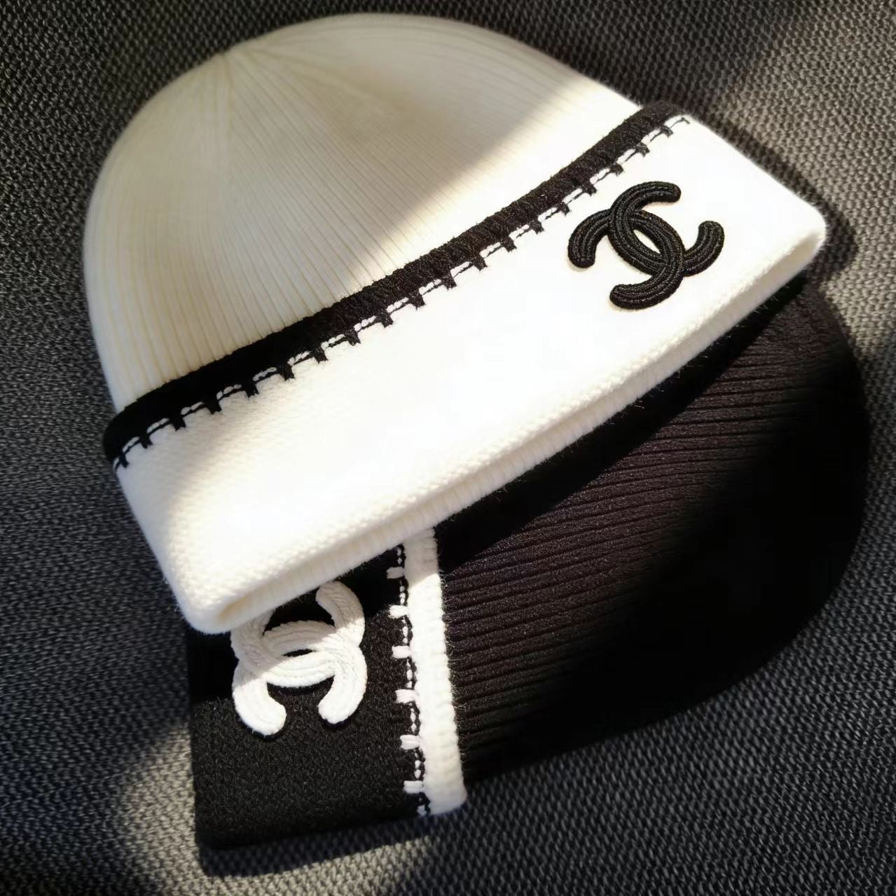 黑白雙色針織帽