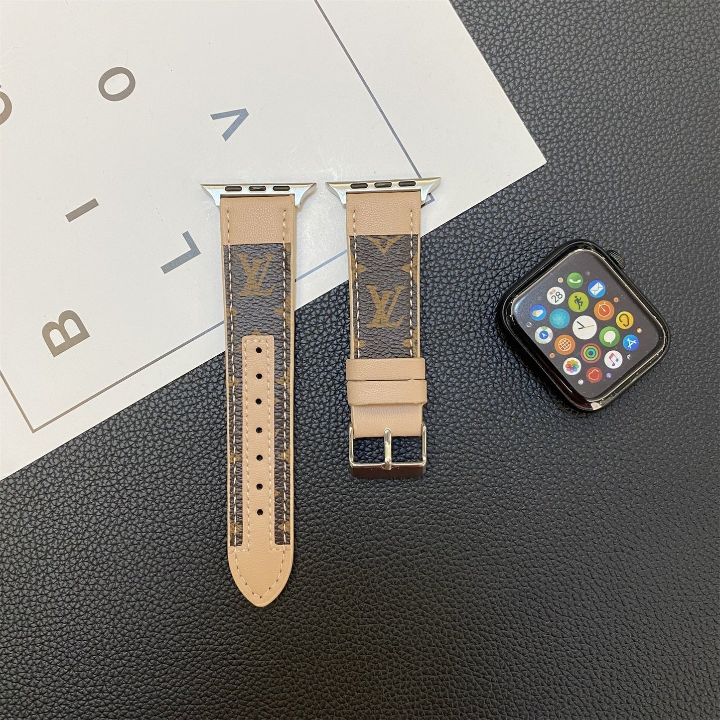 APPLE WATCH STRAP STITCHING MONOGRAM LEATHER
