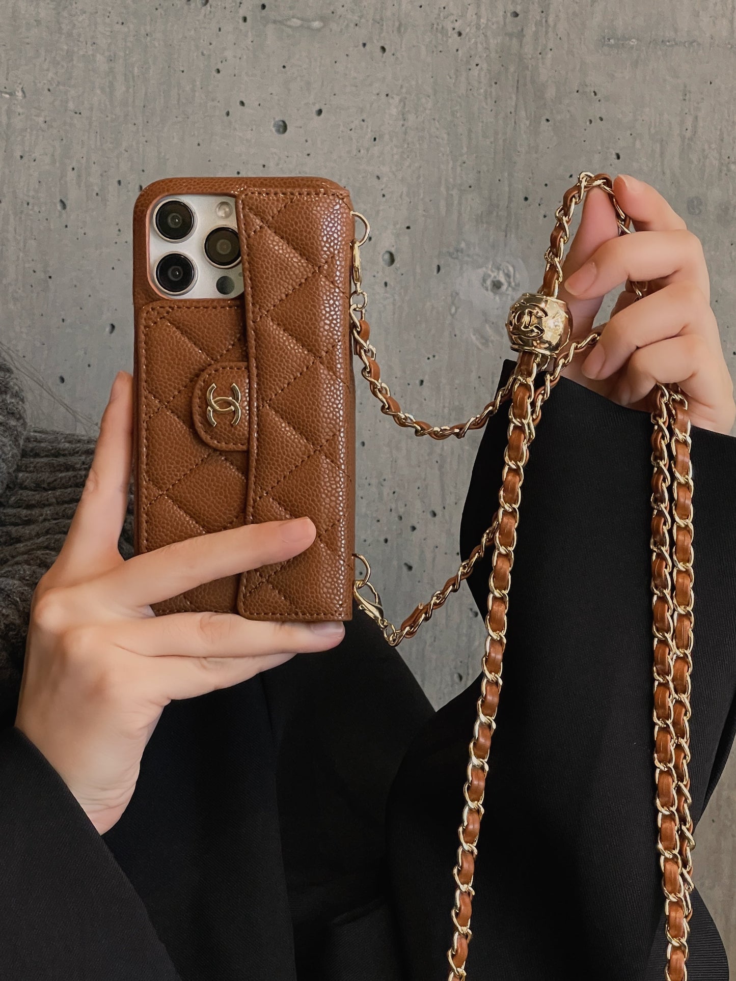Πολυτελής Θήκη για iPhone Πορτοφόλι με Χέρι/Crossbody Chain