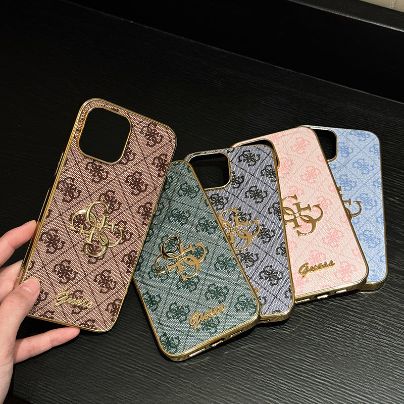Gue Gold Logo Cás iPhone Leathar