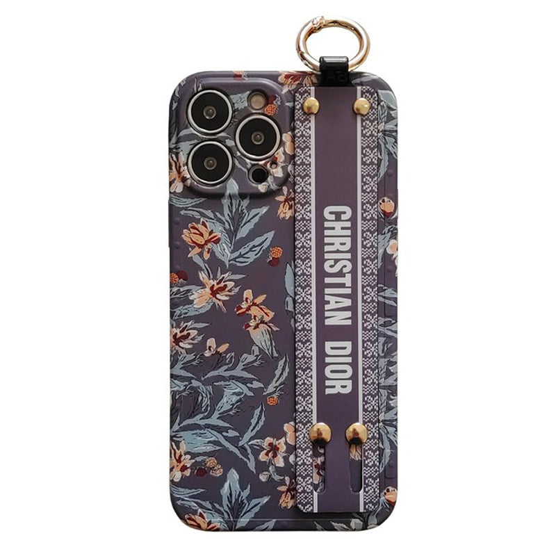 Capa CD para iPhone com pulseira roxa e branca