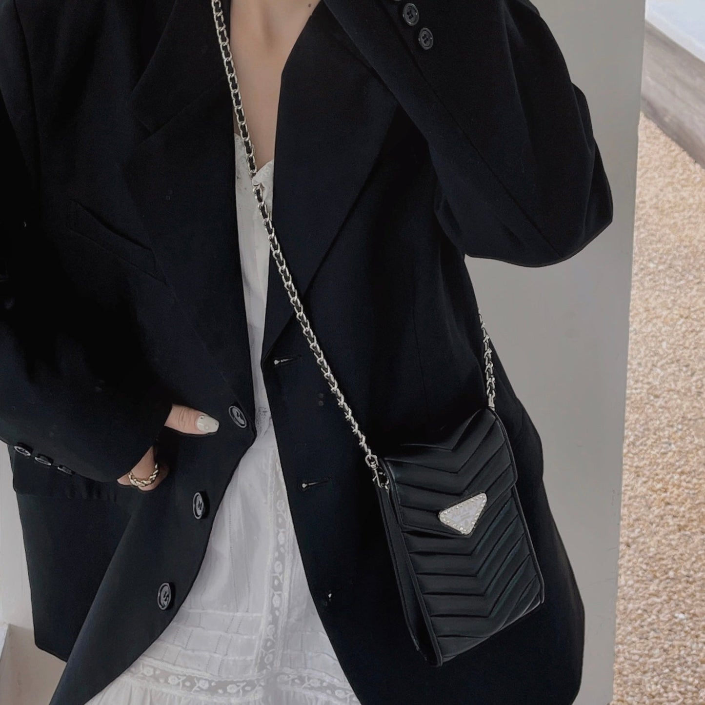 Crossbody nahkainen puhelinlaukku