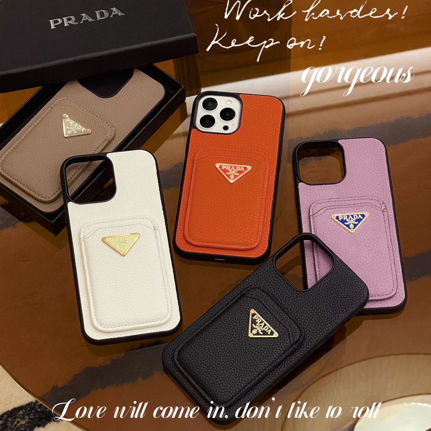 Kolorowe etui na iPhone'a z uchwytem na karty Pra