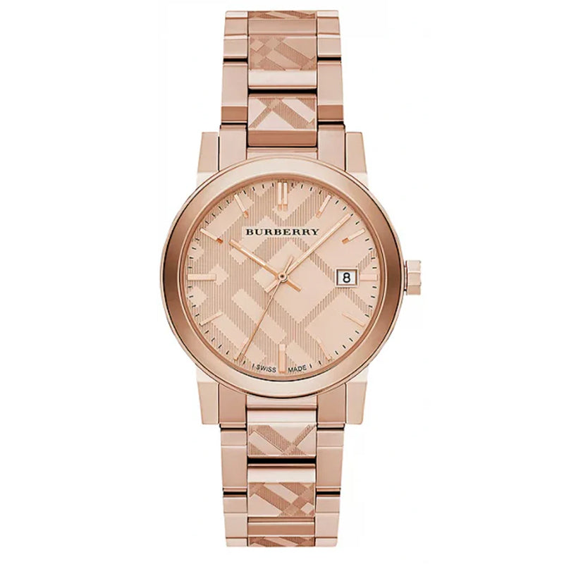 Burberry The City graveret ternet 38 mm ur i rosa guld