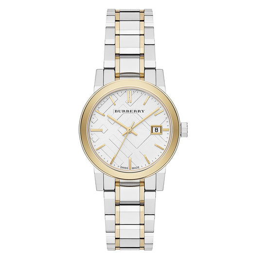 バーバリー ザ シティ レディース 34mm ツートーン イエロー ゴールド ウォッチ