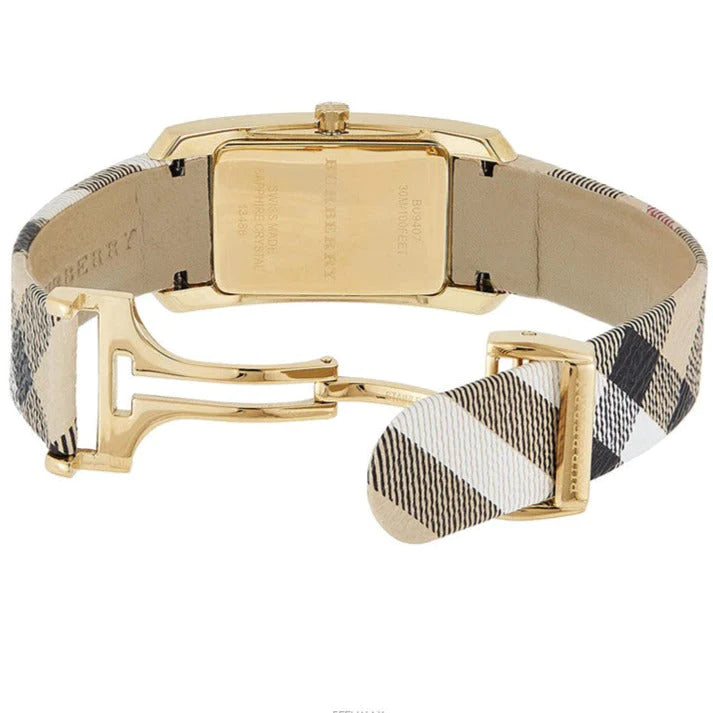 Burberry Damenuhr „The Pioneer“ mit Karomuster aus Gelbgold