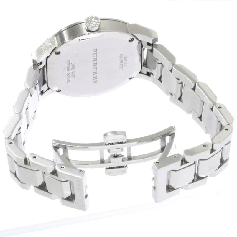 Montre Burberry pour femme à carreaux estampillés rose 34 mm