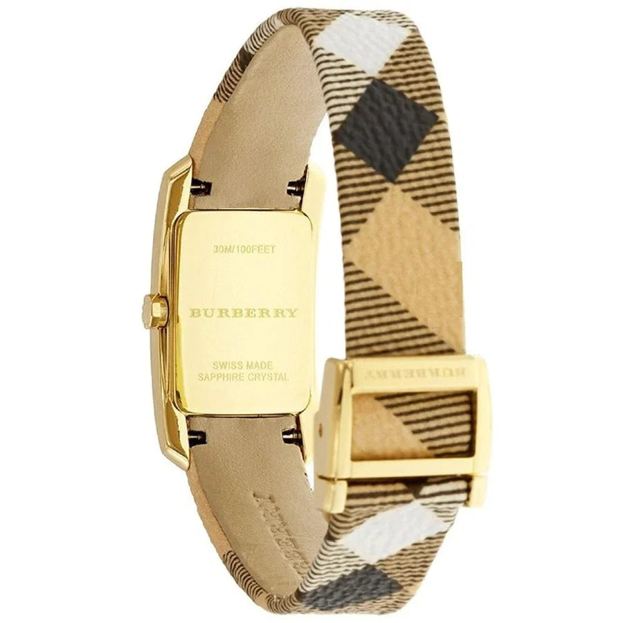 Burberry Damenuhr „The Pioneer“ mit Karomuster aus Gelbgold