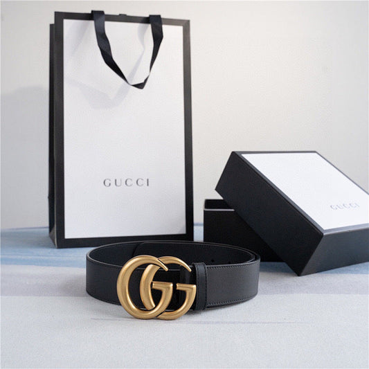 Neue Ledergürtel mit Goldschnalle für Damen und Herren
