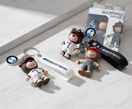 Cute Cartoon Bear Silicone Keychain Set