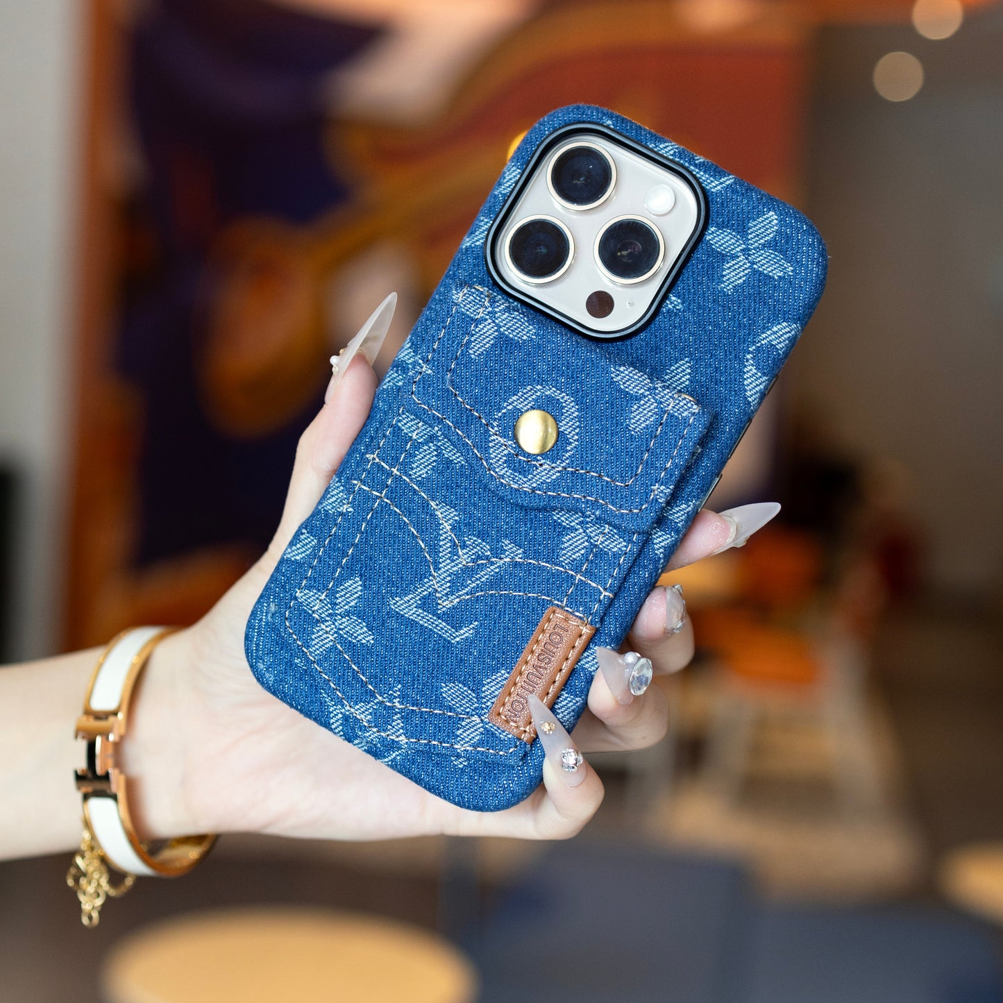 Ny klassisk luksuskortholder telefonetui 06