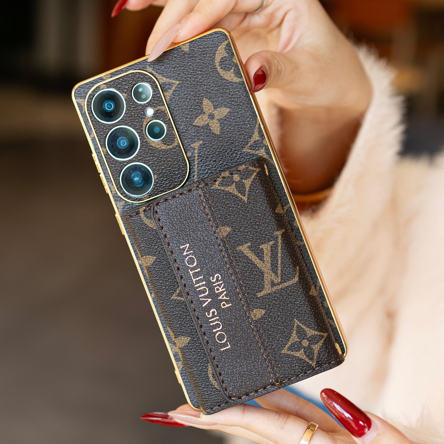 Advanced Leather Samsung Phone Case with Wallet and Strap.