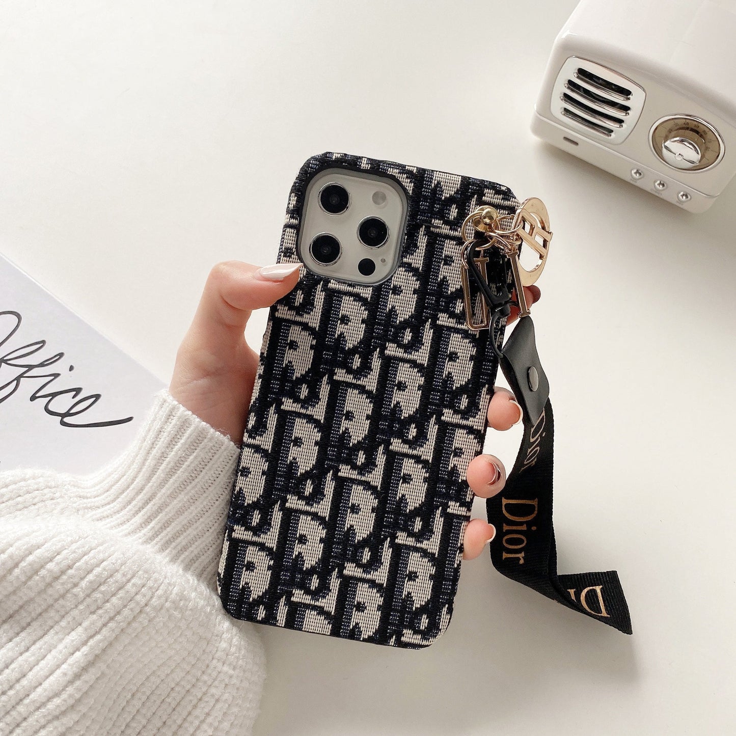 CD iPhone etui med rem Sort-GS240315