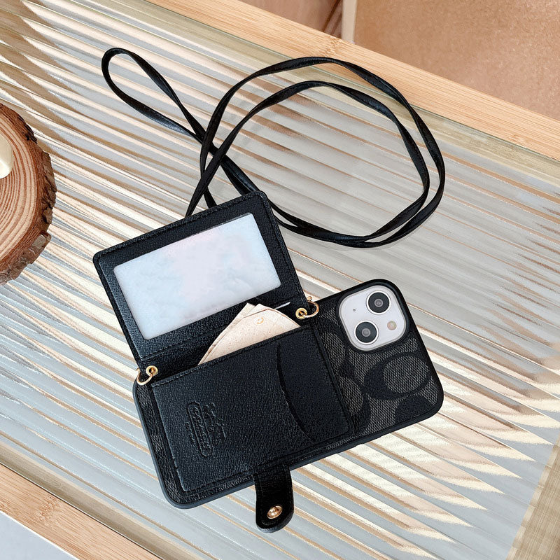 Pouzdro na iPhone Coach s peněženkou a crossbody popruhem černé -XK240402