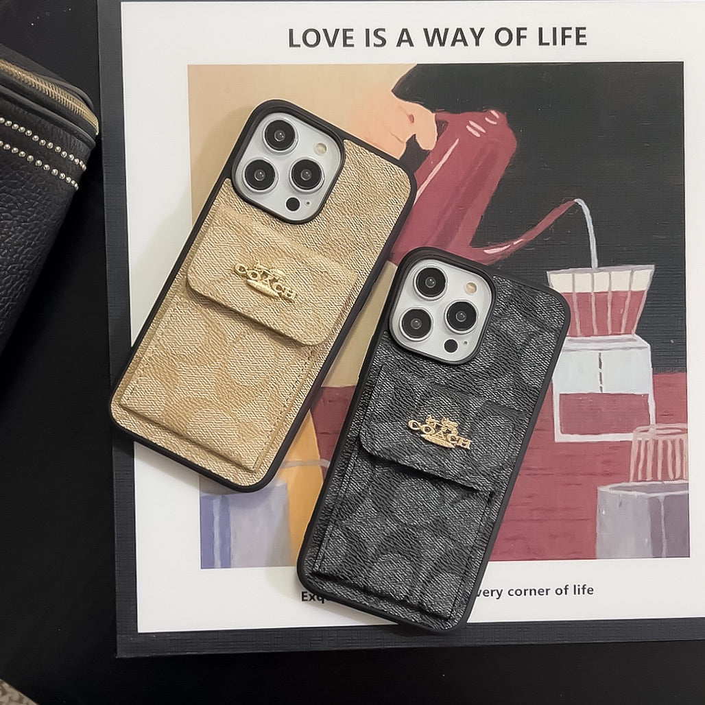Coach iPhone Case s držákem na kartu Peněženka Coffee -SZK240425