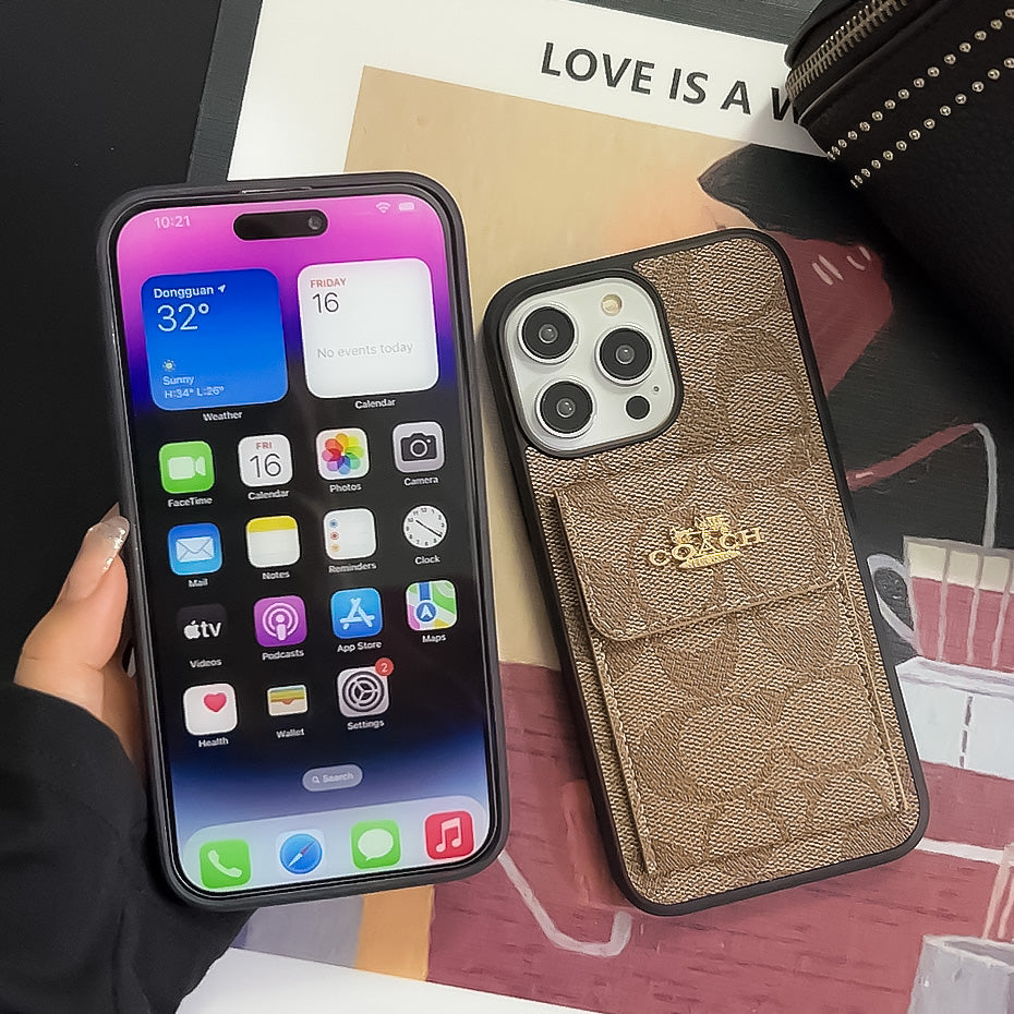 Pouzdro na iPhone Coach s peněženkou na kartu Světle hnědá -SZK240425
