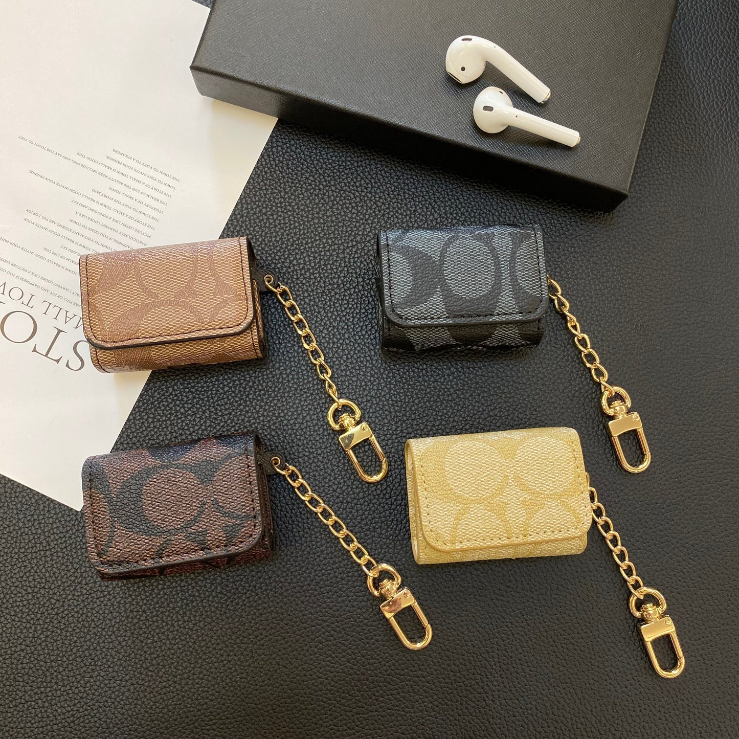Luxuriöse Coach AirPods-Hüllen Kaffee-YH240425