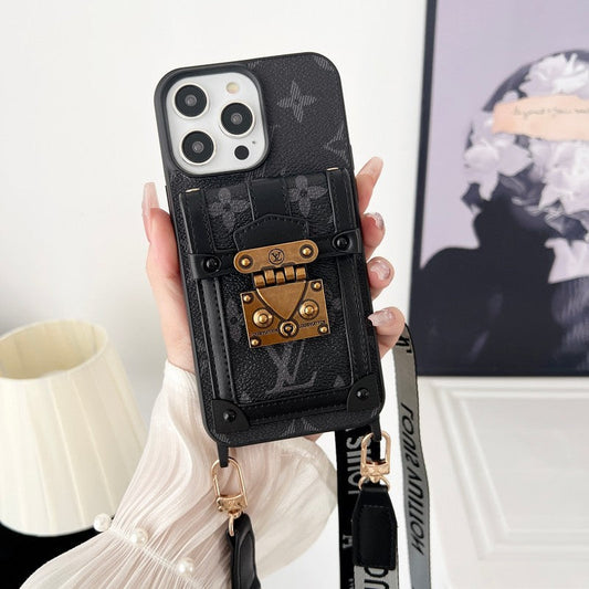 Lou Black & Custodia per iPhone con catena a tracolla bianca