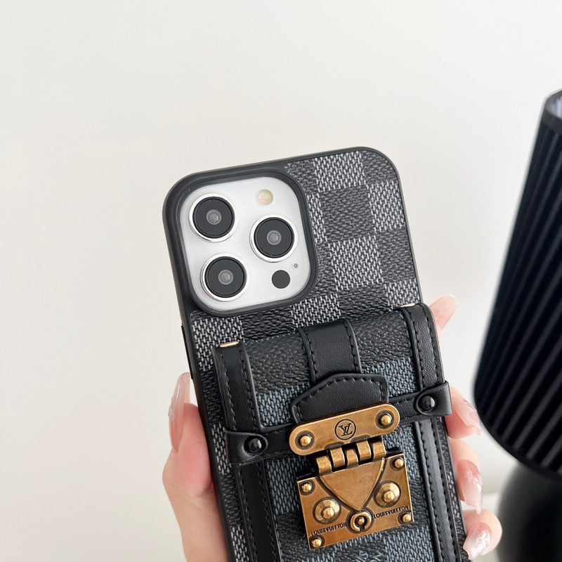 Lou Black & Custodia per iPhone con catena a tracolla bianca
