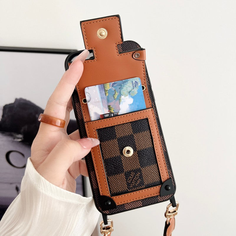 Lou Black & Custodia per iPhone con catena a tracolla bianca