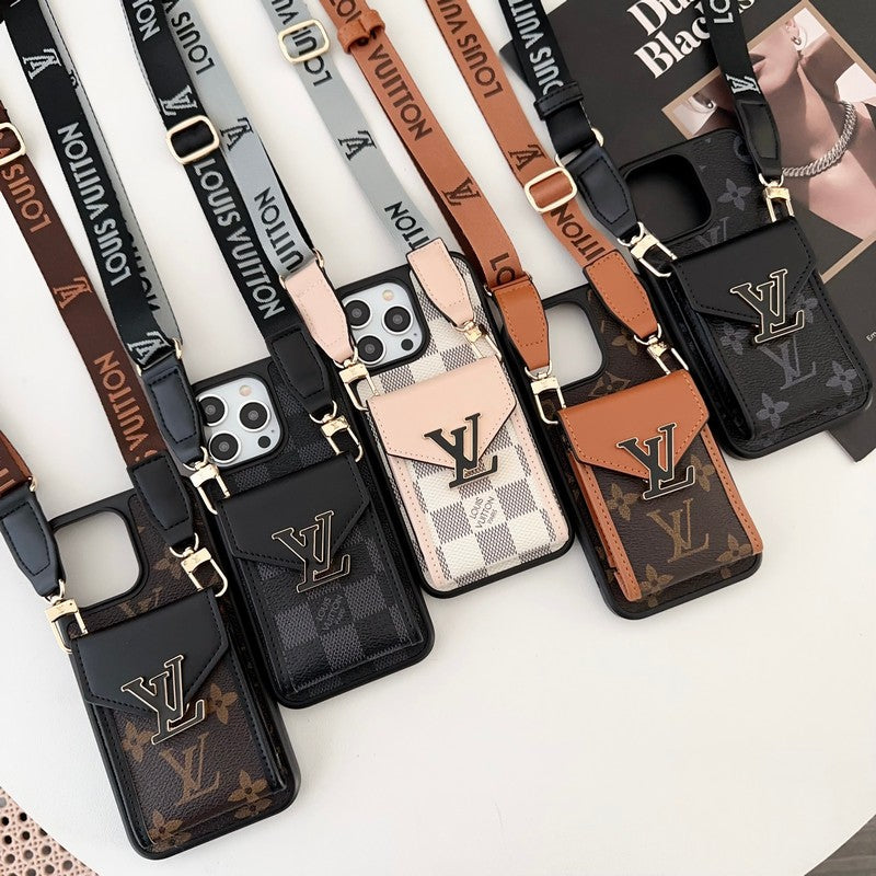 Torba na karty Lou Etui na iPhone'a z pięcioma kolorowymi łańcuszkami