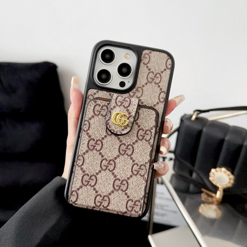 Custodia per iPhone con catena a tracolla con borsa per carte GG