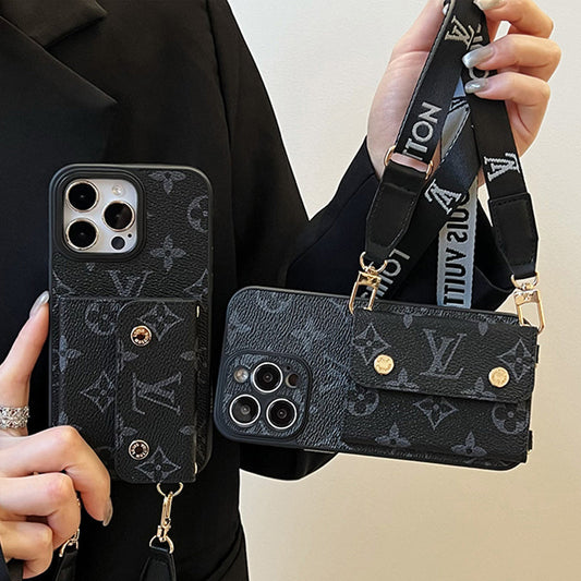Custodia per iPhone nera con catena Lou Card Bag