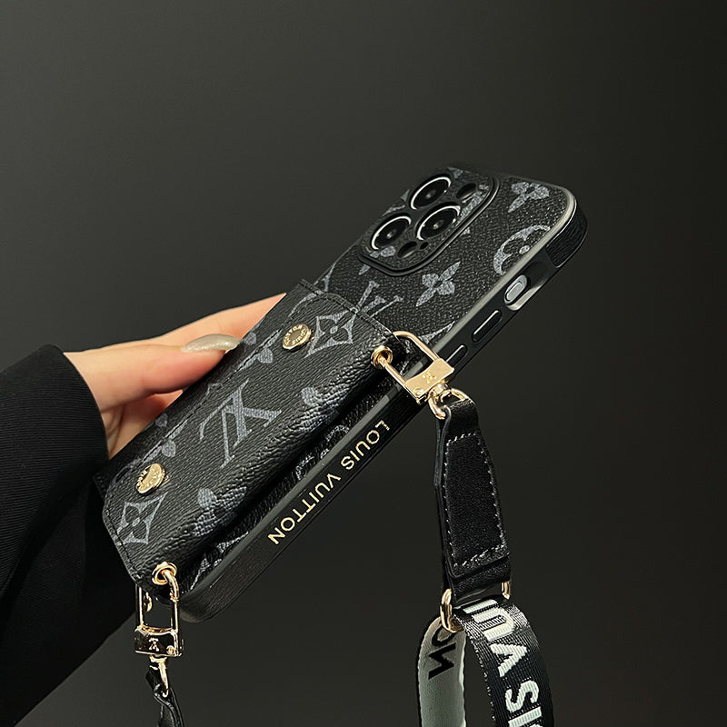 Custodia per iPhone nera con catena Lou Card Bag