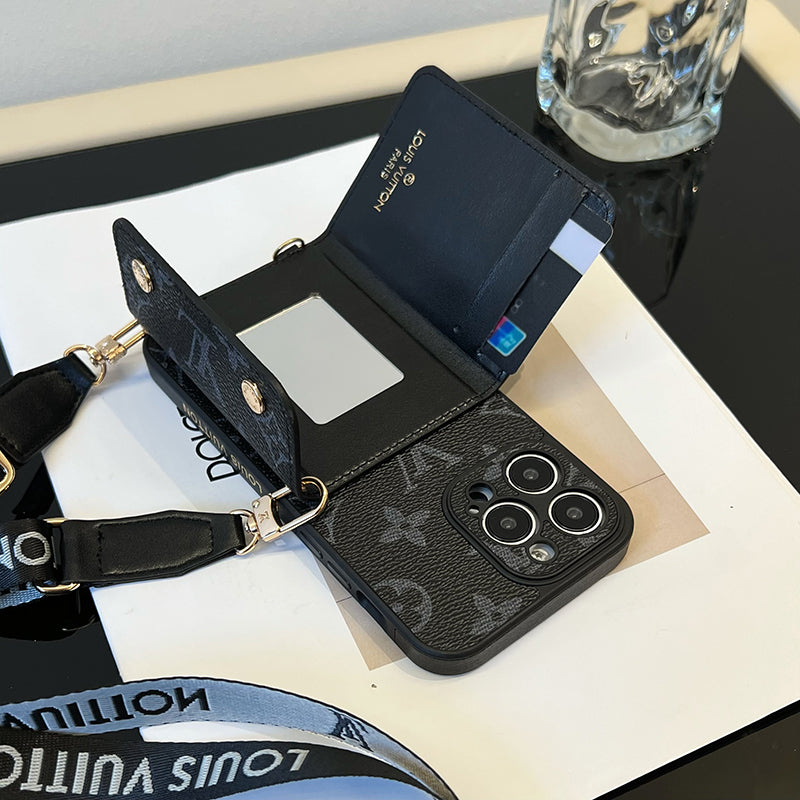 Custodia per iPhone nera con catena Lou Card Bag
