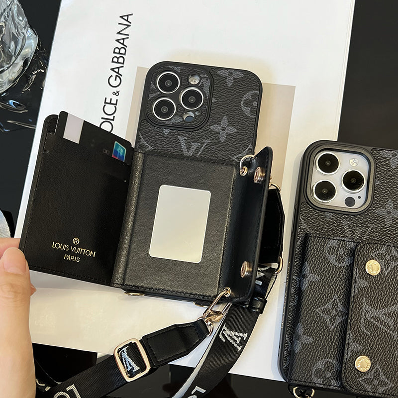 Custodia per iPhone nera con catena Lou Card Bag