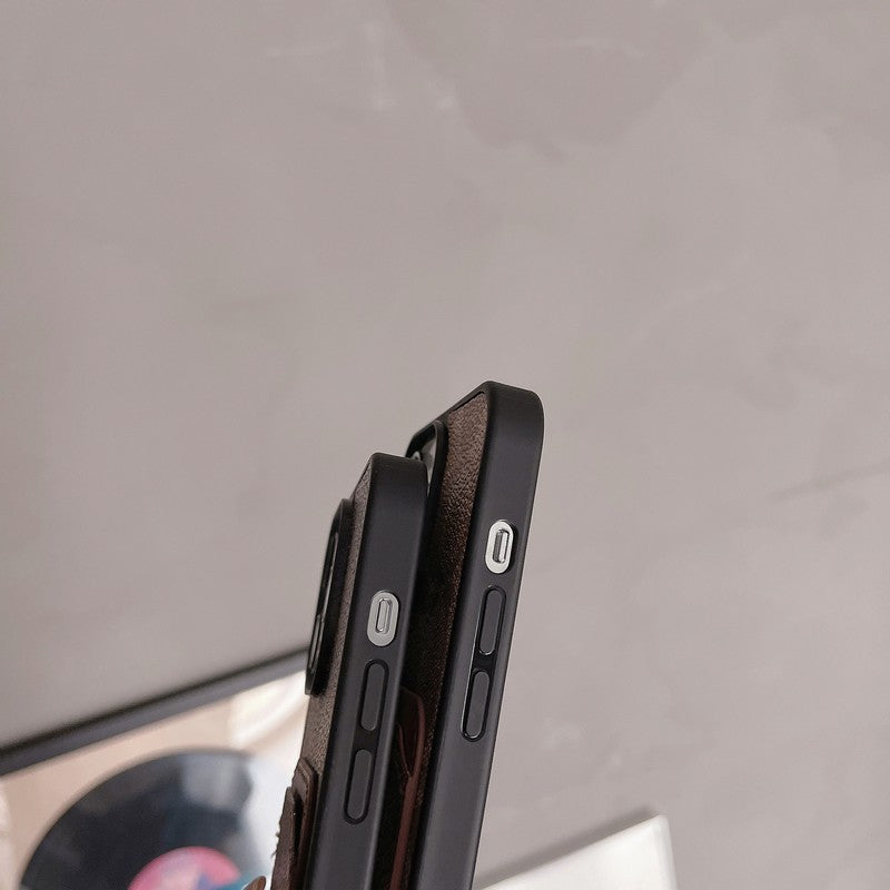 Capa de couro para iPhone com bolsa de cartão Coa