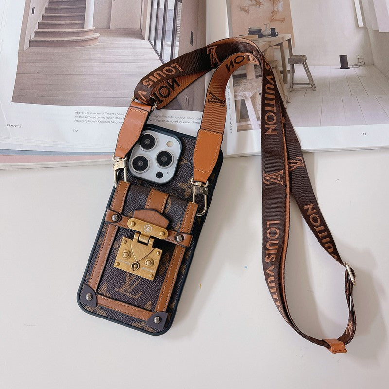 Custodia per iPhone con catena porta carte Lou GG