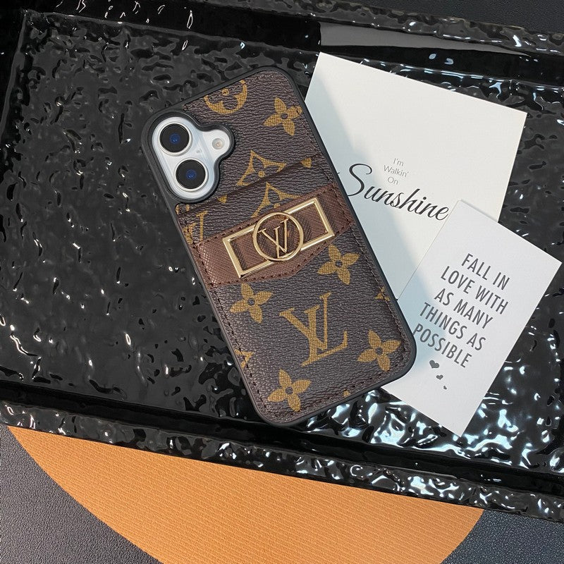 Etui na iPhone'a ze złotym logo Lou Card Bag