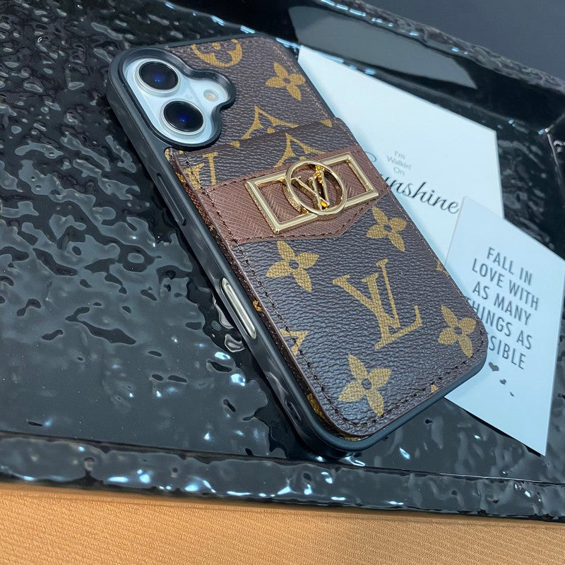 Etui na iPhone'a ze złotym logo Lou Card Bag