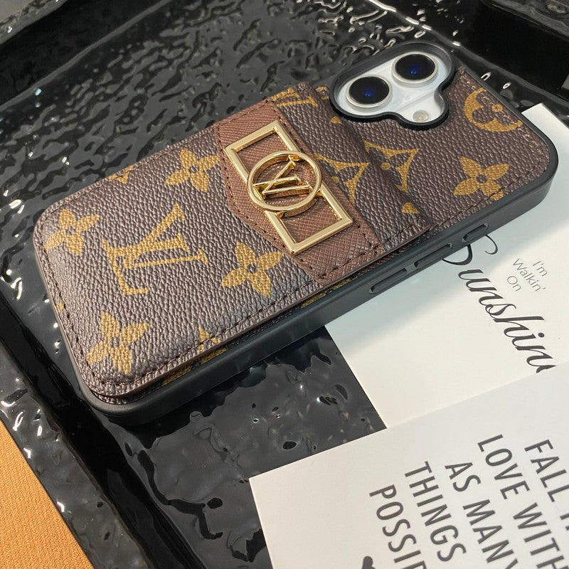 Etui na iPhone'a ze złotym logo Lou Card Bag