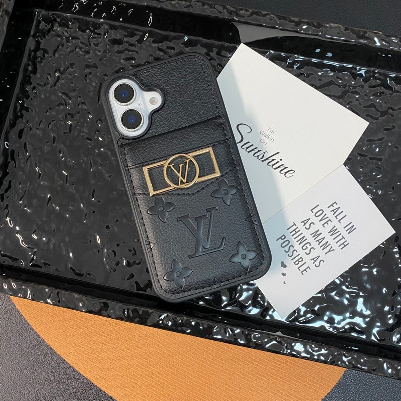 Etui na iPhone'a ze złotym logo Lou Card Bag