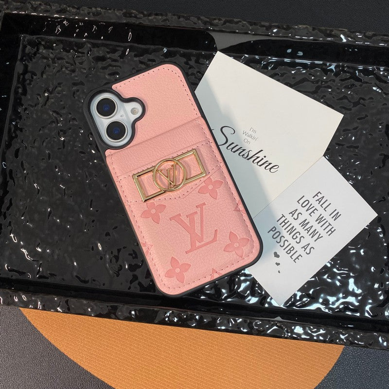 Etui na iPhone'a ze złotym logo Lou Card Bag