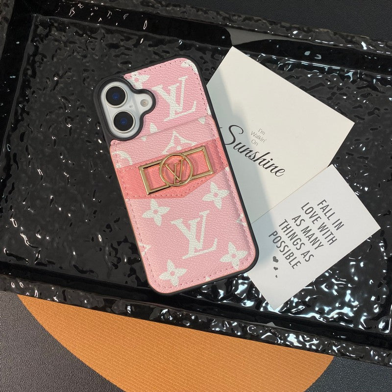 Etui na iPhone'a ze złotym logo Lou Card Bag