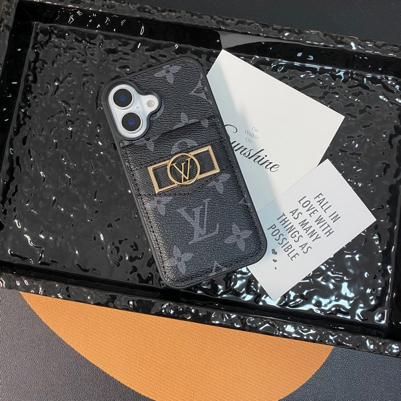 Etui na iPhone'a ze złotym logo Lou Card Bag