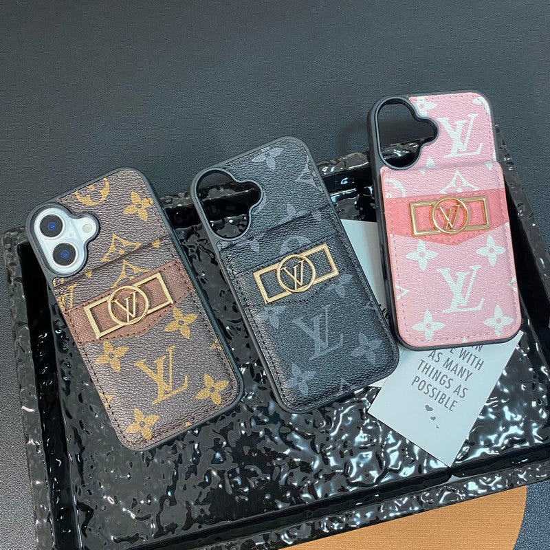 Etui na iPhone'a ze złotym logo Lou Card Bag