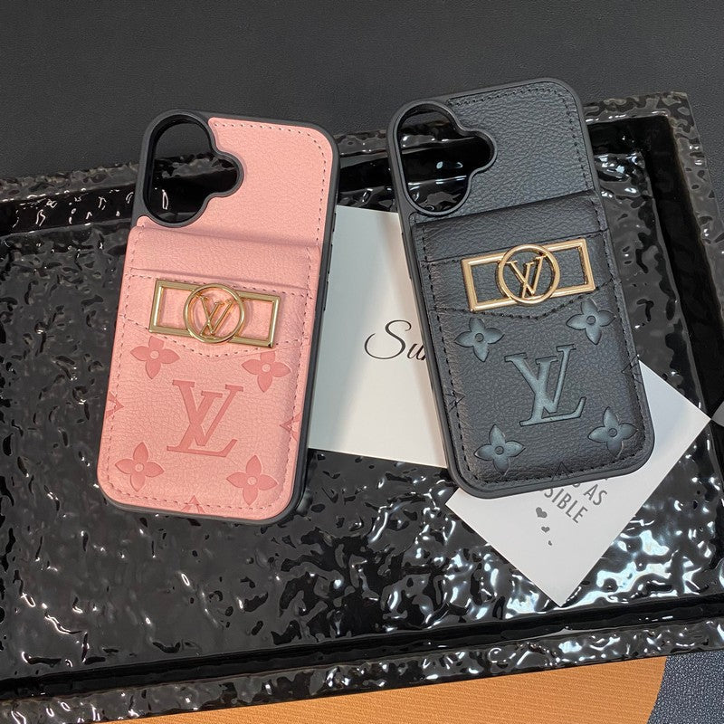 Etui na iPhone'a ze złotym logo Lou Card Bag