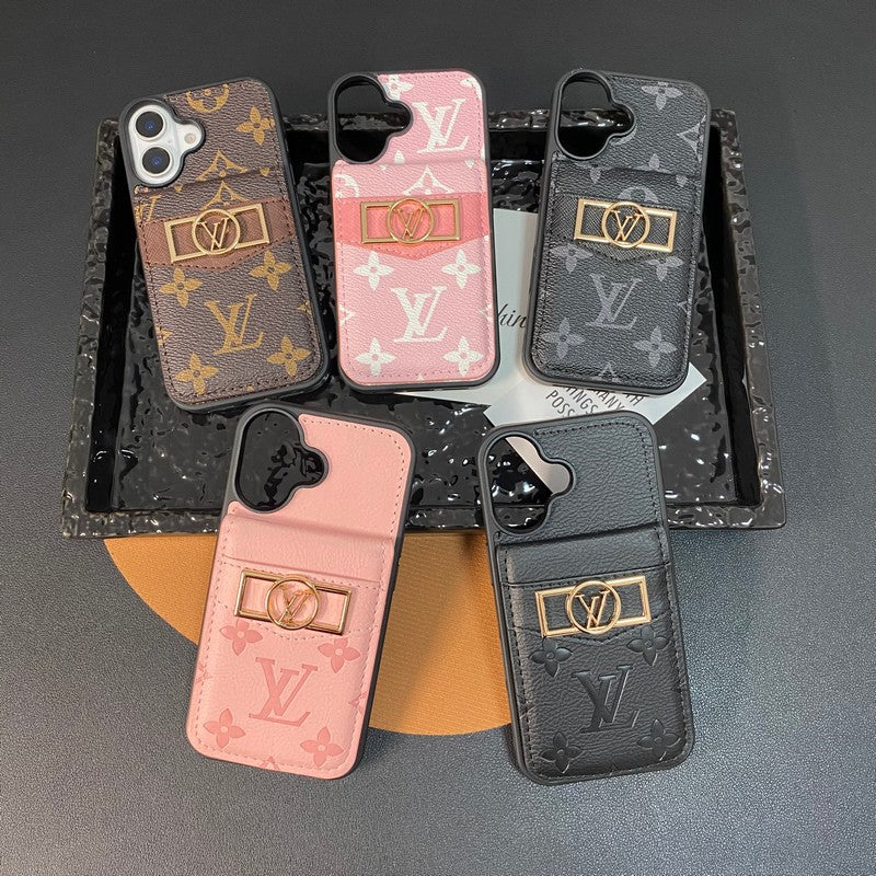Etui na iPhone'a ze złotym logo Lou Card Bag