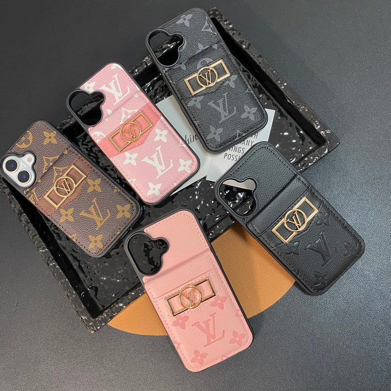 Etui na iPhone'a ze złotym logo Lou Card Bag