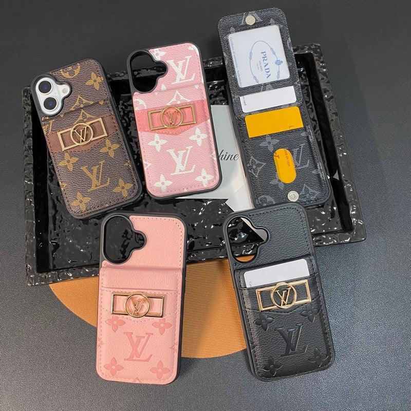 Etui na iPhone'a ze złotym logo Lou Card Bag