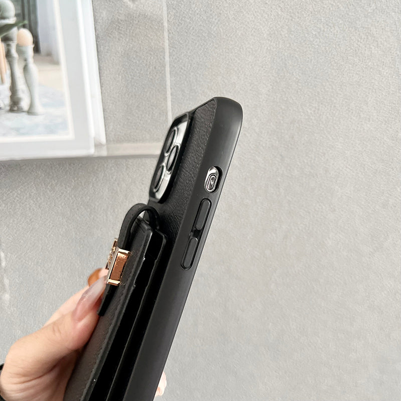 Custodia per iPhone in pelle con borsa per carte H