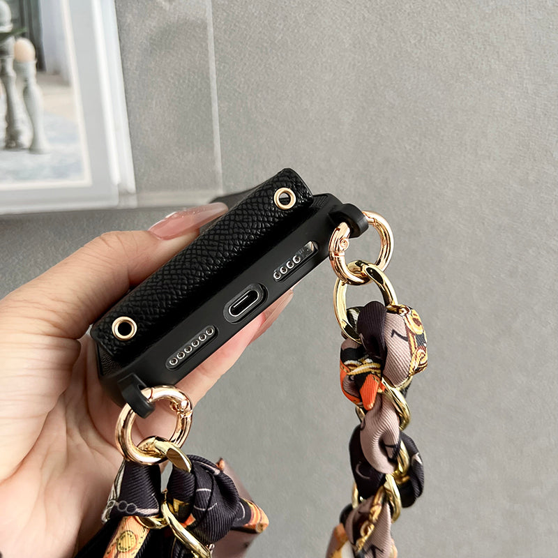 Custodia per iPhone in pelle con borsa per carte H